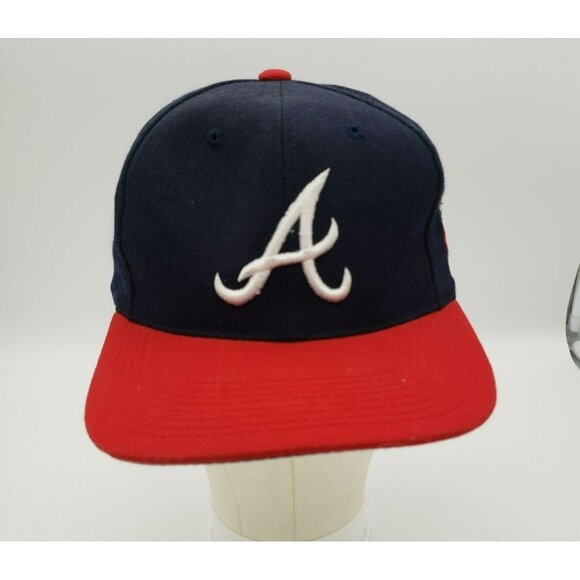 Vintage Atlanta Braves Baseball Cap Navy & Red OS Adjustable Grosscap G Cap - Picture 1 of 8